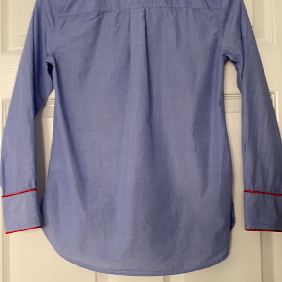J. Crew Button Down Pajama Style Shirt with Tipping Size 0 - Picture 8 of 9